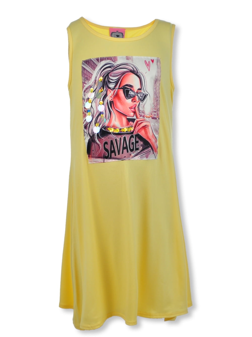 2 Tween Girls' Bejeweled Tank Dress yellow, 10 (Big Girls)