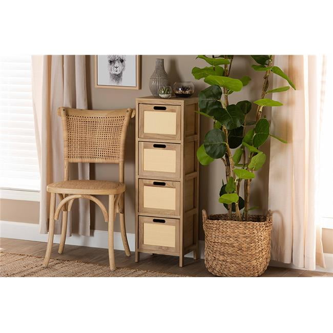 FMA0073Tan 4 Paolo MidCentury Modern Natural Brown Finished Wood & Rattan 4