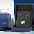 thumbnail image 5 of Gem Stone King 14K White Gold Sky Blue Topaz Pendant Necklace for Women | 7.20 Cttw | Gemstone November Birthstone | Oval Checkerboard 14X10MM | With 18 inch Chain, 5 of 6