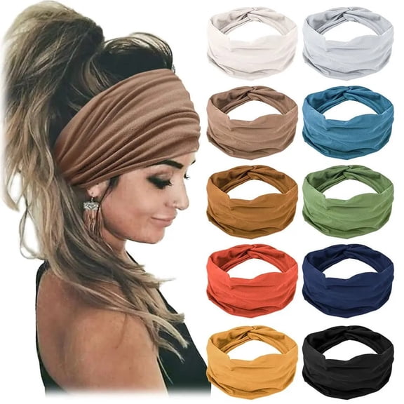 10pcs Women Non-Slip Headbands,Fashion Sports Headband,Soft Fabric Elastic Headband,Suitable for Exercise,Yoga,Running Accessory