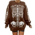 thumbnail image 1 of HUITKMM Chandail pour Femmes Unisexe Mode Imprimé Design Squelette Surdimensionné Longline Sans Capuche Col Rond pour et Mode Urbaine Décontracté, 1 of 5