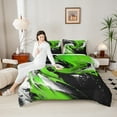 thumbnail image 4 of Feelyou Artwork Geometric Full Size Comforter Sets for Adult, Retro Oil Printing Bedding Comforter Set, Black Green Abstract Reversible Bedding Sets, Microfiber Bedroom Decor, 3 Pieces, 4 of 8