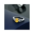 thumbnail image 4 of Gem Stone King 925 Sterling Silver Yellow Citrine and White Topaz 3 Stone Engagement Ring for Women | 1.18 Cttw | Oval 8X6MM | Round 2MM | Gemstone Birthstone | Available in Size 5,6,7,8,9, 4 of 4