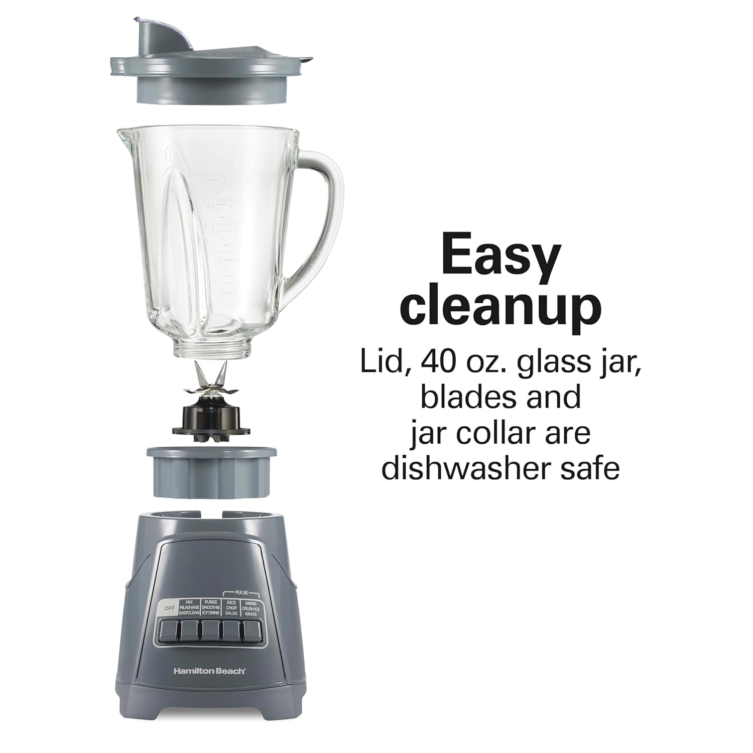 Blender For Smoothies, 40 Oz Glass Jar, 12 Functions Including Puree, Crush Ice, 700 Watts - Black (58148A)