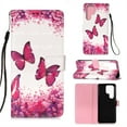 thumbnail image 1 of SaniMore for Samsung Galaxy S22 Ultra 6.8" Magnetic Flip Wallet Case, PU Leather Case with Card Slot & Kickstand Wrist Strap Shockproof Protective Case for Men Ladies, Butterfly, 1 of 6