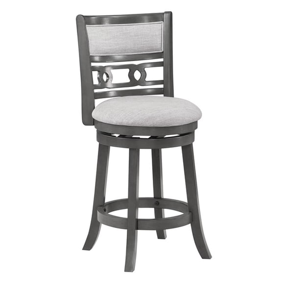 New Classic Furniture Gia 24" Wood & Fabric Swivel Counter Stool in Gray