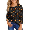 thumbnail image 2 of Abcomgle Halloween Shirts for Girls Size 7/8 Spooky Pumpkin Graphic T-Shirts for Girls Crewneck 3/4 Sleeve Shirts for Kids Girls Fall Funny Cute Blouses for Girls,7-8 Years, 2 of 7