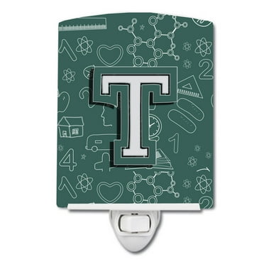 Caroline's Treasures CJ2010-TCNL Letter T Back to School Initial Ceramic Night Light, 6x4x3", multicolor