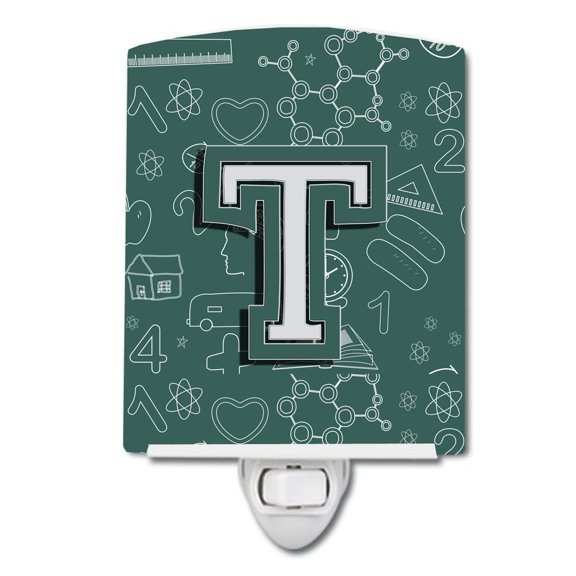 Caroline's Treasures CJ2010-TCNL Letter T Back to School Initial Ceramic Night Light, 6x4x3", multicolor