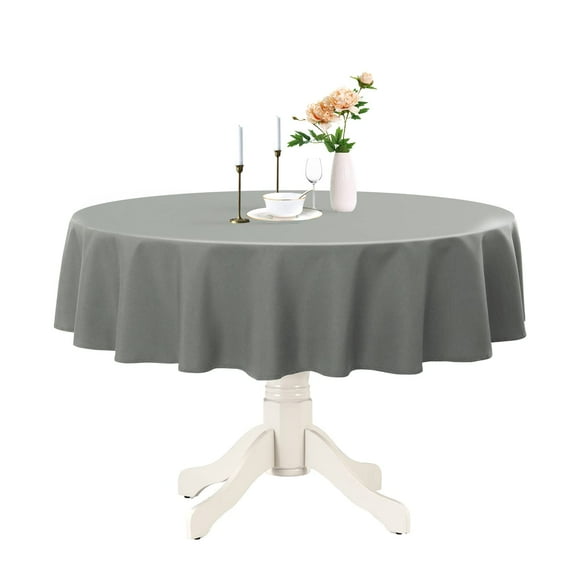 Romanstile Nappe Ronde Imperméable, Résistante aux Taches, Lavable, Sans Plis, en Polyester pour Cuisine, Salle à Manger, Fête, Mariage, Intérieur et Extérieur - Gris Clair, 90 Pouces
