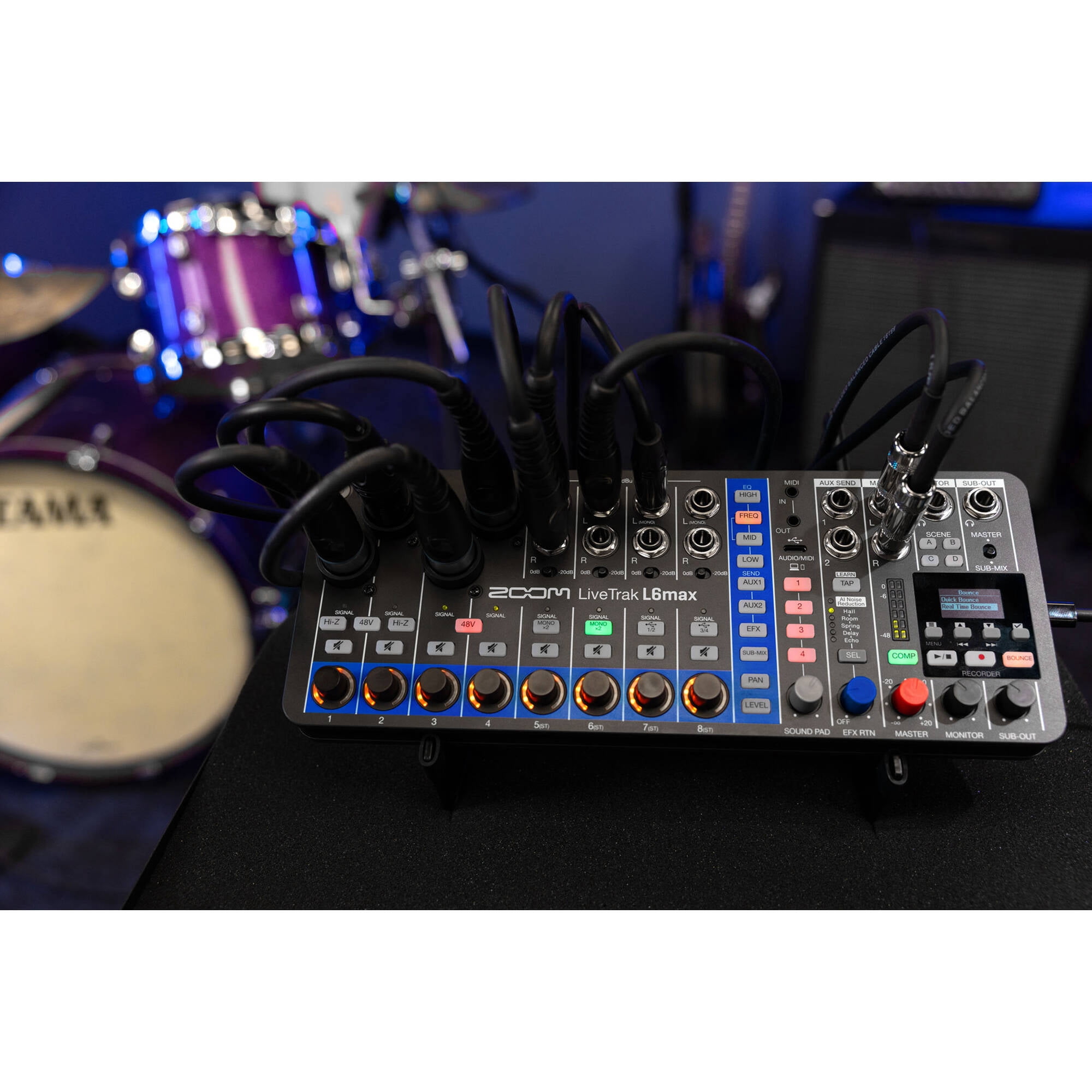 Zoom LiveTrak L6max Portable 12-Channel Mixer and Recorder + Microfiber Cleaning Cloth + 10 Ft XLR Cable + 4xAA Batteries With Charger + Wire Straps + MDR-7506 Professional Stereo Headphones