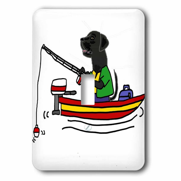 3dRose Cute Funny Black Labrador Retriever Dog Fishing Cartoon - Single  Toggle Switch (lsp_288068_1) 