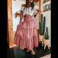 thumbnail image 4 of Vestido Bohemio para Mujer, con Cintura Alta, Volantes, Fluido, con Volantes Escalonados, Corte A, para Playa. Rosa M, 4 of 8