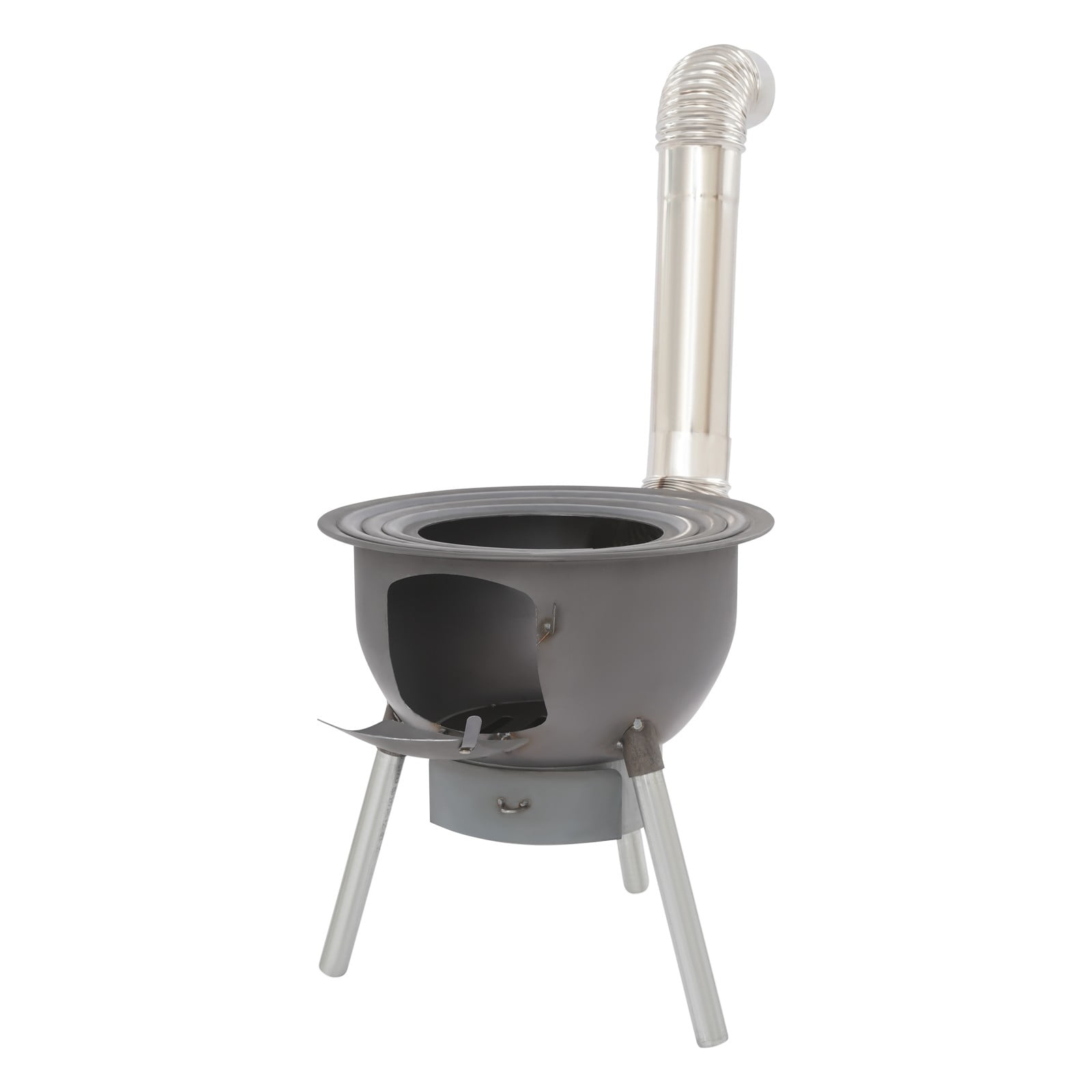 ToppiJoy Portable Wood Burning Stove, Camping Wood Stove with Grill & Chimney Pipe Multifunctional Rocket Stoves for Outdoor Cooking Woods Burning Tent Stove