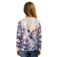 thumbnail image 2 of Xixirimido Hummingbird Daisy Purple Lavender Printed Girls Long Sleeve Shirt Kids Crewneck T-Shirts Trendy 3D Graphic Tie-hem Cute Tees for Fall Winter, Size 9-10, 2 of 7