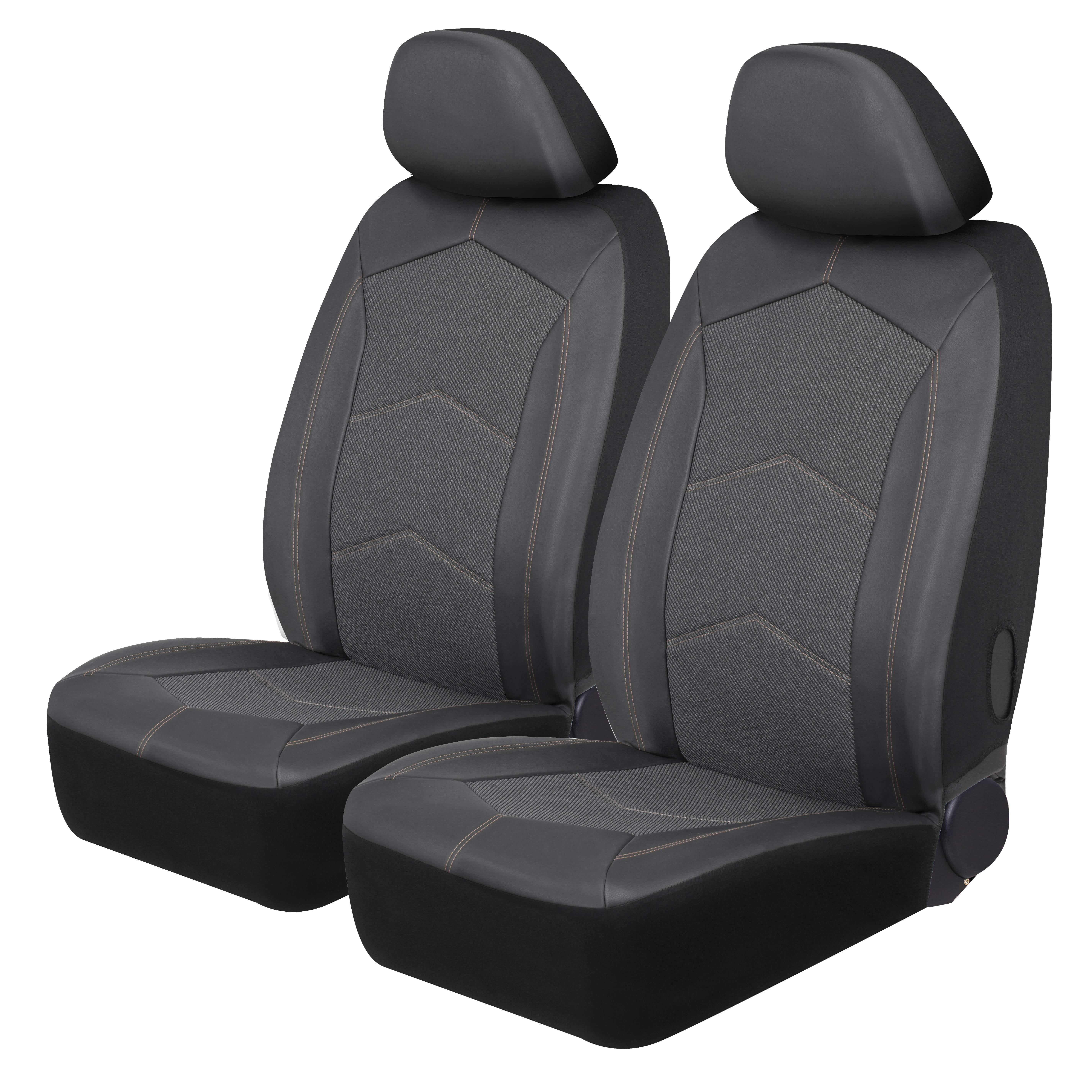 (3 pack) Auto Drive 2Piece Truck Seat Covers Yorker Polyester Black, Universal Fit for Truck 2202SC10-1