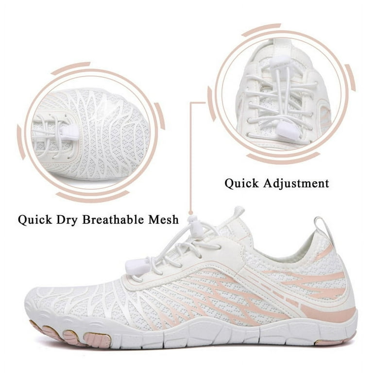 Stepedia Women's Water Shoes, Quick-Dry Aqua Shoes, White, Size