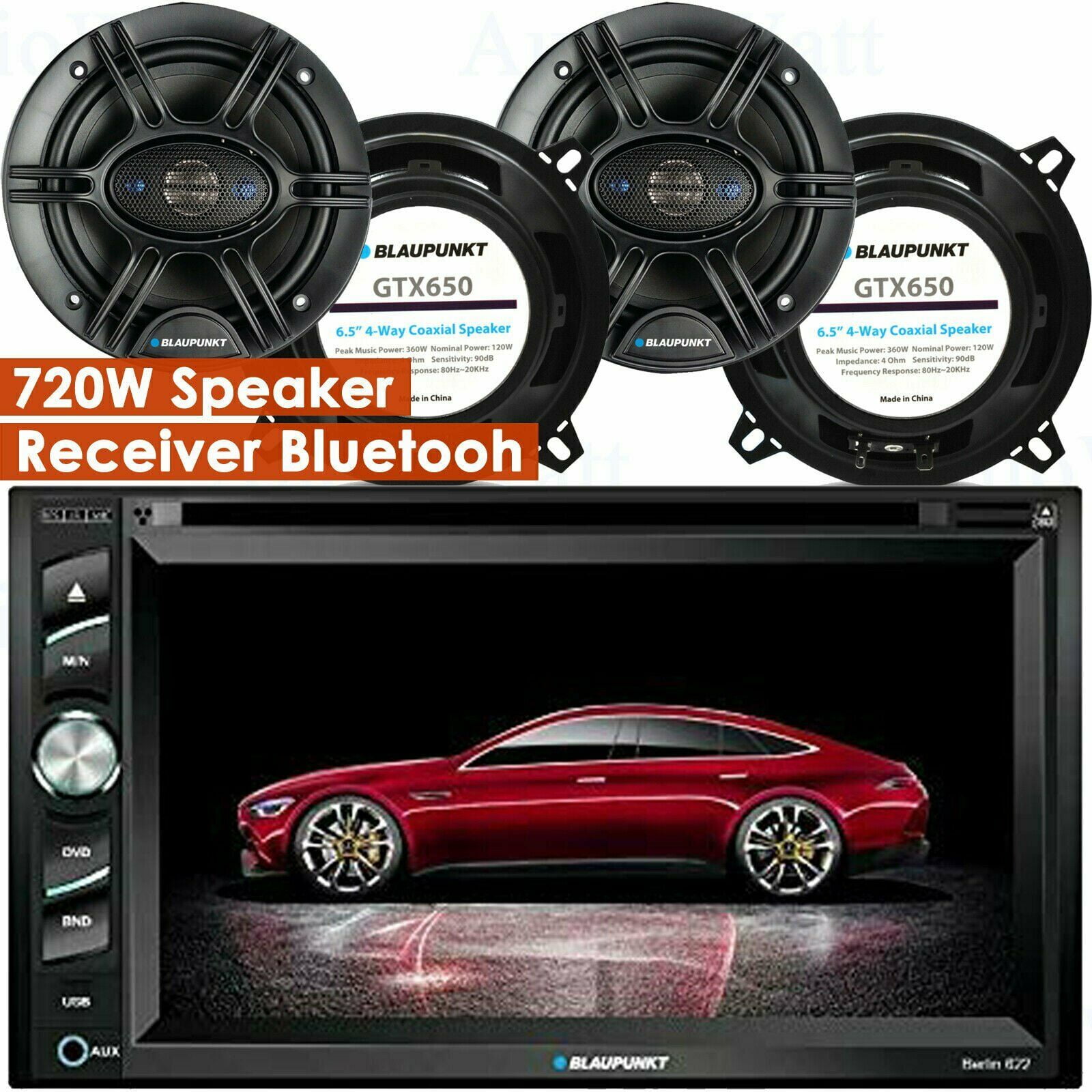 BLAUPUNKT CAR AUDIO 2DIN 6.2" DVD BLUETOOTH RADIO W/ 4x 6.5" 4WAY