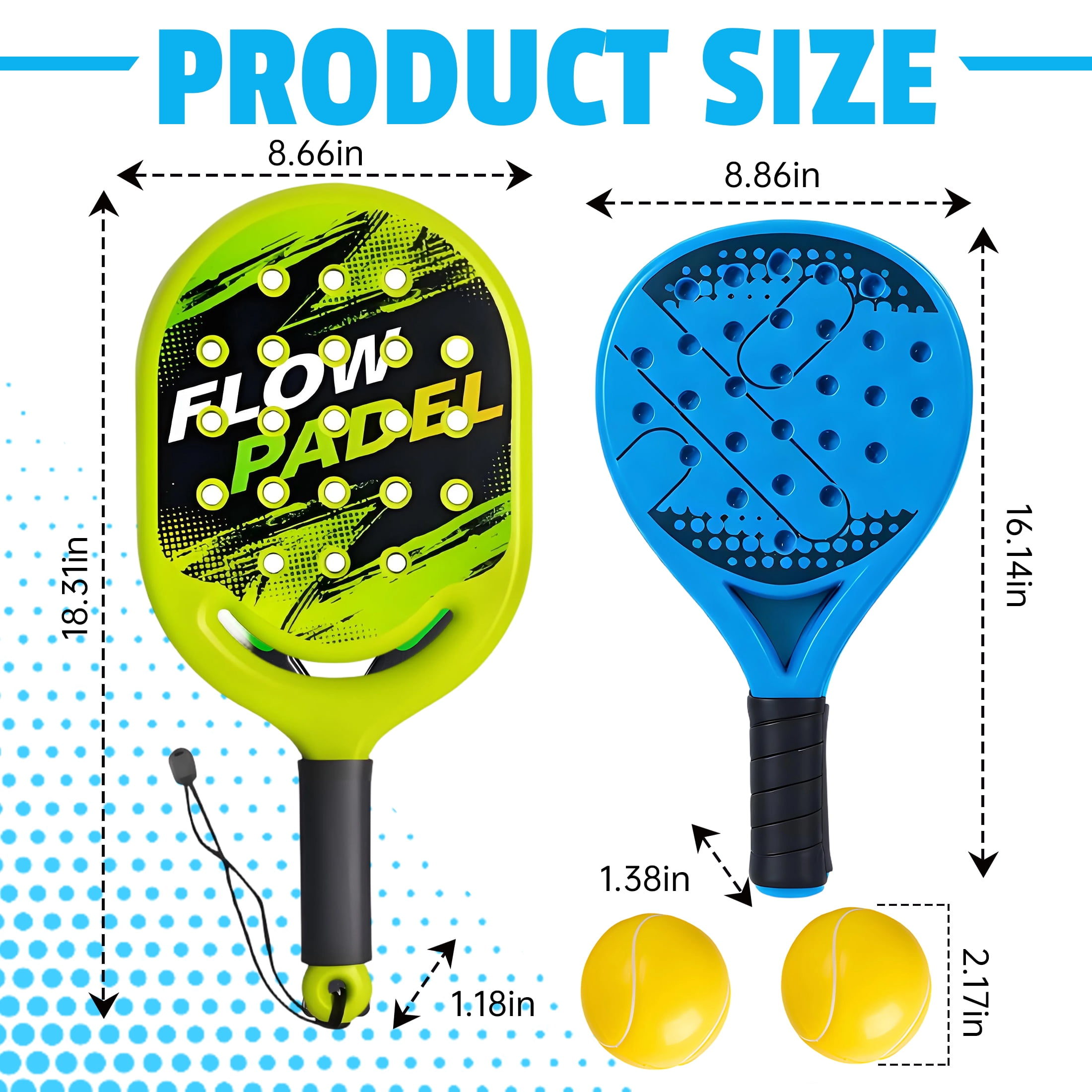 BESTSKY 4Pcs Padel Tennis Racket,High-Elastic Padel Racket with Non-Slip Handle,Superior Shock Absorption,Tennis Rackets with 2 Balls