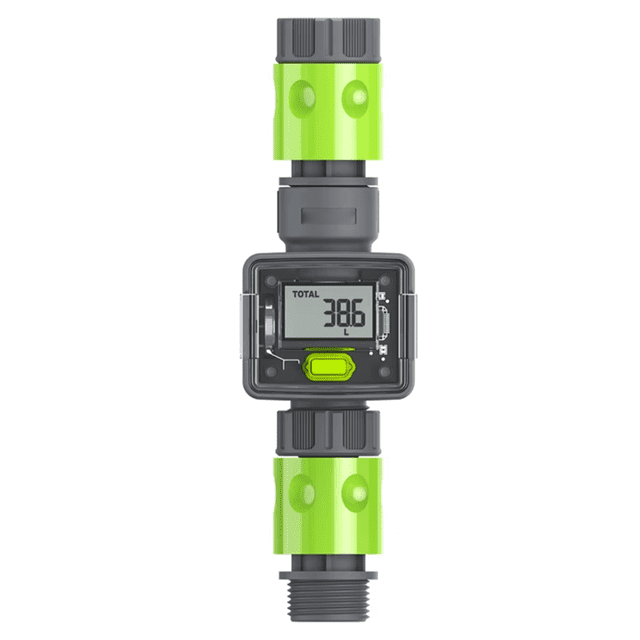 Digital Water Flow Meter IPX6 Outdoor Garden Hose Water Calculate Consumption Water Flow Rate 3/4inch Thread Connectors