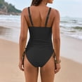 thumbnail image 5 of One Piece Swimsuit Women Tummy Control Solid Color Square Neck Full Coverage Bathing Suit Ruched Summer Beach Comfortable Swimwear Black L, 5 of 9