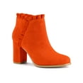 thumbnail image 1 of BLISSFUL STEP Women's Ankle Boots Pointed Toe Zip-Up Block Heel Orange 6, 1 of 8