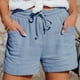 thumbnail image 1 of Pantalones cortos de lino Augper para mujer, informales, cómodos, de verano, con cintura elástica y cordón ajustable, ligeros, tipo bermuda, con bolsillos., 1 of 5