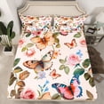 thumbnail image 2 of Homewish Chic Butterflies Twin Sheet Sets,Rustic Flower Floral Twin Fitted Sheet,Country Autumn Leaves Flat Sheet For Girls Teens,Breathable Home Decor,3 Pieces, 2 of 7