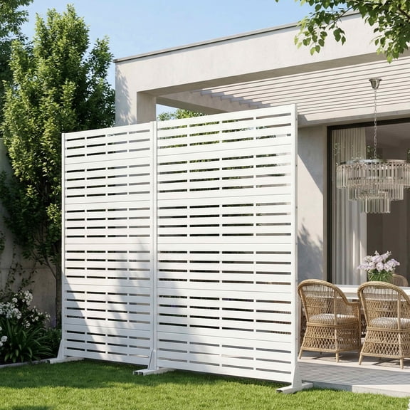 MAYEERTY 72x47 White Outdoor Natural Privacy Panel Screen, 6 Piece Set Natural Folding Divider for Backyard and Garden