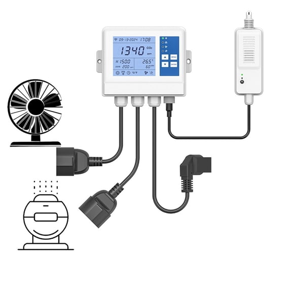 CO2 Controller Carbon Dioxide Monitor CO2 Smart Sensor Dual Outlets Fit With CO2 Regulators And Fans, C02 Controller ,Wear Resistant