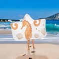 thumbnail image 2 of Yayeee Kids Hooded Towels Toddler Soft Absorbent Beach Bathing Wrap 50" x 23.5", Orange Seahorse, 2 of 5