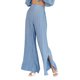 thumbnail image 4 of VISgogo Traje de pantalón de dos piezas para mujer, blusa de manga larga de color liso y pantalones de corte recto VISgogo  moda, 4 of 5