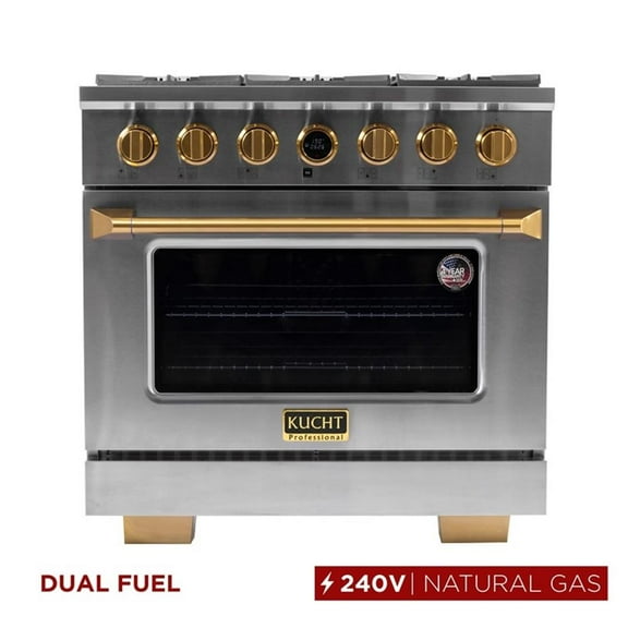 Pemberly Row 36" 5.2cu. ft. Steel 6 Burners Dual Fuel Range for Natural Gas