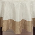 thumbnail image 4 of Newbridge Valencia Two Tone Bordered Damask Fabric Tablecloth, Wrinkle and Stain Resistant Dining Room, Party and Banquet Tablecloth, 60” Wide x 102” Oval, Antique Ivory/Gold, 4 of 7