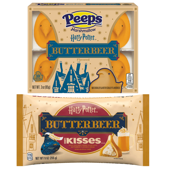 Hershey's Harry Potter Butterbeer Kisses and Peeps Butterbeer Chicks Candy Assortment, 9 oz & 10 Count
