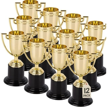 ArtCreativity Gold Plastic Trophies – 12-Pack 4” Trophy Awards for Kids – Fun Party Favors & Sports Award Prizes