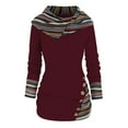 thumbnail image 2 of Women's 2023 Hoodie Ethnic Graphic Pullover Sweater Long Sleeve Sweatshirt Shirts Vintage Casual Tops  Stripe Splicing Button Decor Hoodie Knit Tops, 2 of 3