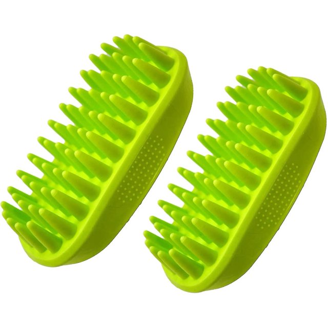 Peine suave del masaje del champú del perro del silicón 2pcs para el pelo mediano a largo, mediano y grande