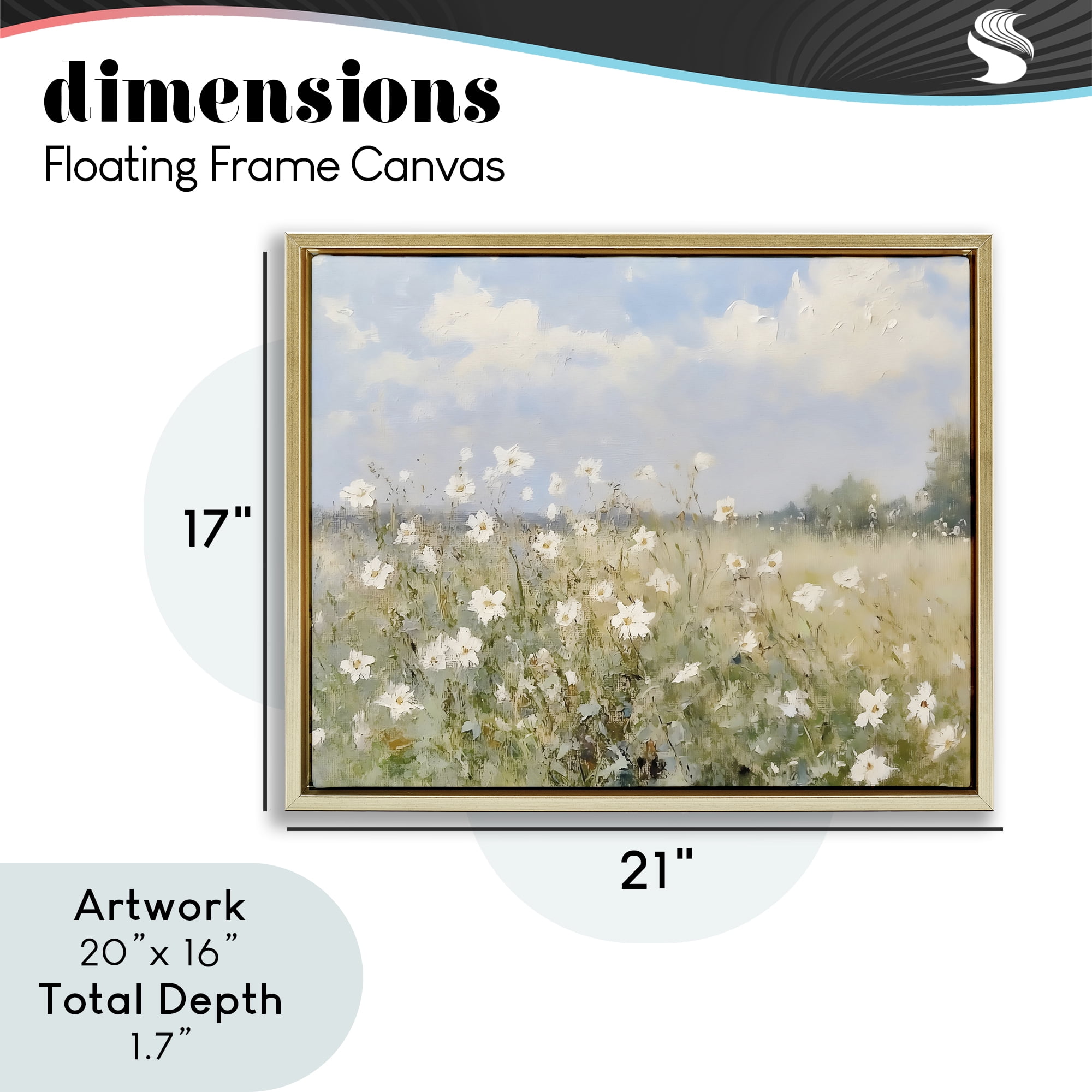 Stupell Industries Neutral Wildflower Field in Bloom Gold Framed Floater Canvas Wall Art, design by LSR Design Studio