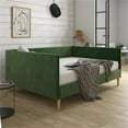 thumbnail image 2 of Pemberly Row Mid Century Upholstered Daybed Full Size in Green Velvet, 2 of 10