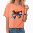 thumbnail image 6 of Towmus Halloween Shirts for Women Pumpkin Face Bow Graphic T Shirt Short Sleeve Funny Top Tees, 6 of 6