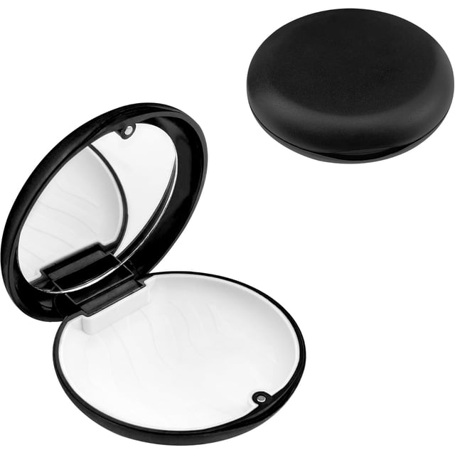 Retainer Case with Mirror, Slim Magnetic Closure Partial Denture Dental Aligner Case Retainer Storage Liner Orthodontic Box Compatible with Invisalign Trays Braces - Black
