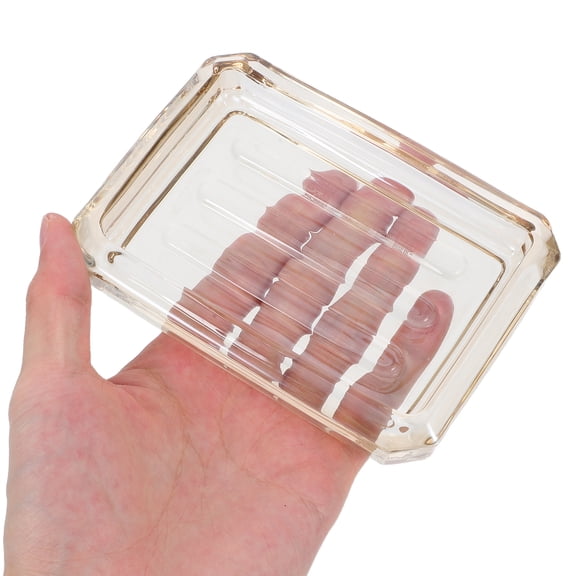 ADDHAT Stylish Rectangle Glass Soap Dish with Non- Base and Modern Design for Bathroom and Kitchen Use