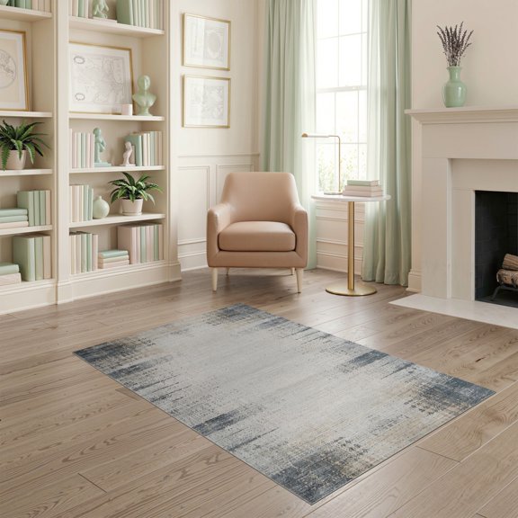 ODIKA Brindle Spotted Distressed Marbled Border Abstract Inspired Field for Dorm Room, Small Living Apartment, Stain Resistant Low Profile