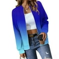 thumbnail image 4 of Full Zipper Jacket Womens Colorblock Fashion Casual Hoodless Bomber Coat Loose Lightweight Fall Spring Outwear (M, Blue), 4 of 6