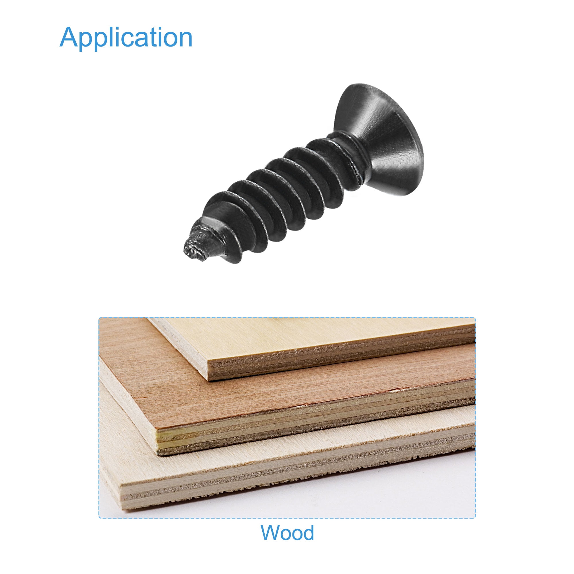 Unique Bargains Wood Screws Phillips Flat Head Carbon Steel Black M3 x 12mm