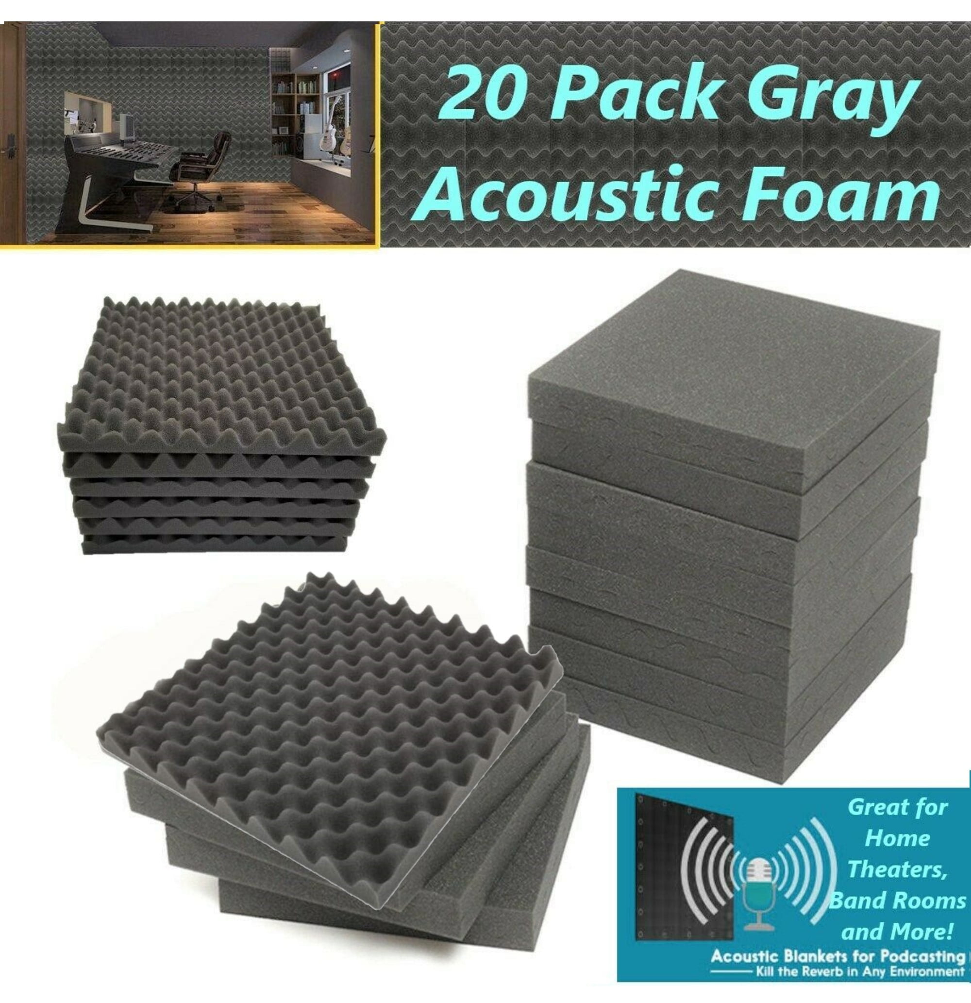 Bookishbunny 20 pk Acoustic Foam Egg Crate Panel Wall Tile Audio Home Studio Deadening Soundproofing 12x12x1.5