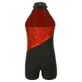 thumbnail image 4 of CHICTRY Kids Girls Shiny Sequins Latin Dance Jumpsuit Tiered Mesh Ruffles Jazz Dancewear Red-A 14, 4 of 7