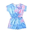 thumbnail image 7 of Kwasome Kid Rompers For Girls Child Kids Girls Short Sleeve Rainbow Tie-Dyed Printed Romper Jumpsuit Blue Lovely Kid Rompers For Girls 10-11 Years, 7 of 7