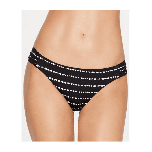 Bar III Women's Dotted Stripe Bikini Bottoms, Black, M